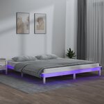 vidaXL Cadre de lit à LED sans matelas blanc 180x200 cm bois massif