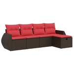 vidaXL Salon de jardin avec coussins 5 Pièces marron résine tressée