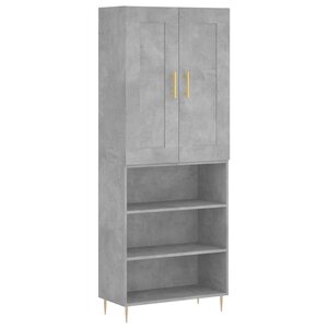 vidaXL Buffet haut Gris béton 69 5x34x180 cm Bois d'ingénierie