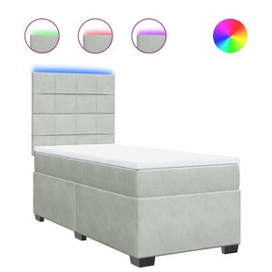 vidaXL Sommier à lattes de lit et matelas Gris clair 90x190 cm Velours