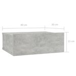 vidaXL Table de chevet flottante Gris béton Bois d'ingénierie