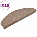 vidaXL Tapis autoadhésifs de marches 10 Pièces Crème 65x21x4cm Aiguilleté