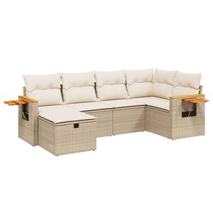 vidaXL Salon de jardin avec coussins 6 Pièces beige résine tressée