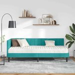 vidaXL Cadre de lit d'angle avec matelas 2 Pièces Turquoise Velours