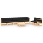 vidaXL Salon de jardin 8 Pièces avec coussins Bois de pin massif
