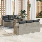 Ensemble de Canapés de Jardin 7 Pièces avec Coussins Gris Clair Poly Rattan