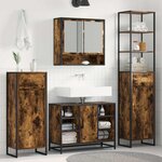 vidaXL Cabinet de salle de bain avec porte Chêne Fumé 40 x 30 x 100 cm