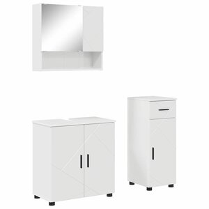 vidaXL Ensemble de mobilier de salle de bain 3 Pièces Blanc brillant