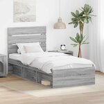 vidaXL Cadre de lit Gris Sonoma 90 x 190 cm Bois de pin massif