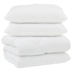 vidaXL Couette avec Oreillers 3 pc Blanc Microfibre et Plumes D'oie