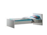 LARA Lit simple laqué blanc + Chevet table de nuit + Armoire 2 portes