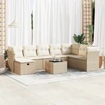 vidaXL Salon de jardin avec coussins 9 Pièces beige résine tressée