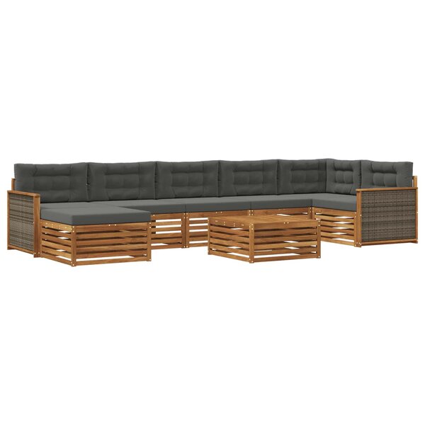 vidaXL Ensemble de canapés d'extérieur 8 Pièces Naturel et Anthracite