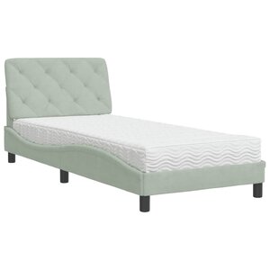 vidaXL Lit avec matelas gris clair 90x200 cm velours