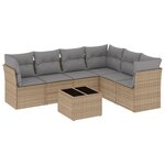 vidaXL Salon de jardin avec coussins 7 Pièces beige résine tressée