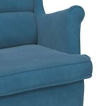 vidaXL Fauteuil à bascule à oreilles en velours bleu bois massif