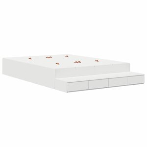 vidaXL Cadre de lit avec rangement Blanc 140 cm Bois d'ingénierie
