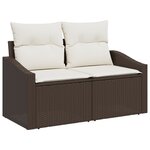vidaXL Ensemble de canapé de jardin 4 pièces avec coussins Marron Poly Rattan