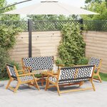 vidaXL Ensemble de Chaises et Table de Jardin en Bois d'Acacia Noir et Blanc 5 Pièces