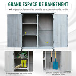 Abri de jardin armoire de jardin remise pour outils sur pied dim. 110L x 55l x 117H cm 2 étagères 2 portes toit bitumé étanche bois massif pin pré-huilé gris