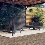 vidaXL Salon de jardin 7 Pièces avec coussins anthracite bois de pin