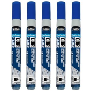 Marqueur Acrylique Setacolor Spécial Cuir Mat Satiné Extra Fine Bleu Ultramarin x 5 PÉBÉO