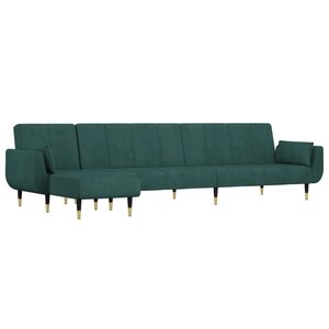 vidaXL Canapé-lit en forme de L vert foncé 275x140x70 cm velours