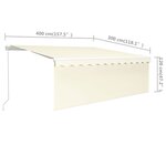 vidaXL Auvent manuel rétractable avec store 4x3 m Crème