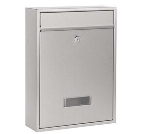 Boîte aux lettres murale verrouillable grise – 260x90x350 mm acier inox  fente 220x25 mm + porte-nom