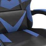 vidaXL Chaise de jeu avec repose-pied Noir et bleu Similicuir