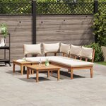 vidaXL Ensemble de canapé de jardin 4 Pièces Marron et Crème