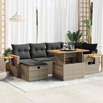 vidaXL Salon de jardin 8 Pièces avec coussins gris résine tressée