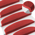 vidaXL Tapis d'escalier auto-adhésifs 15 Pièces Rouge 80 x 24 5 x 3 5 cm