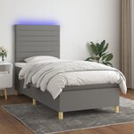 vidaXL Sommier à lattes de lit et matelas et LED Gris foncé 80x200cm