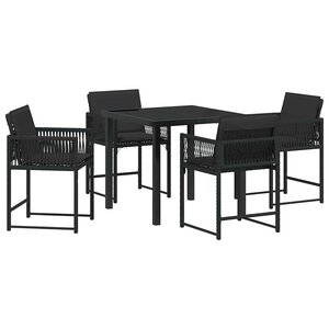 vidaXL Ensemble de salle à manger pour jardin 5 Pièces Noir polyrotin