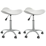 vidaXL Chaises pivotantes à manger lot de 2 blanc similicuir