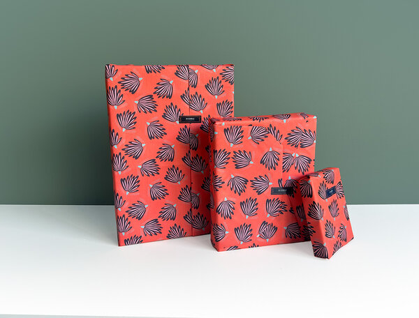 Trio feuilles cadeaux réutilisables Orange Nancy