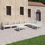 Vidaxl salon de jardin 8 pièces blanc bois de pin massif