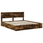 vidaXL Lit de Rangement Chêne fumé 200 x 200 cm Bois d'ingénierie