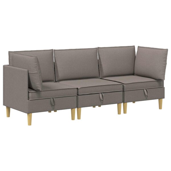 vidaXL Canapé modulaire avec rangement 3 Pièces Taupe Tissu
