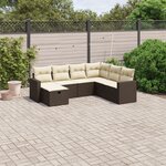 vidaXL Salon de jardin avec coussins 7 Pièces marron résine tressée