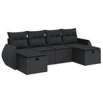 vidaXL Salon de jardin 6 Pièces avec coussins noir résine tressée