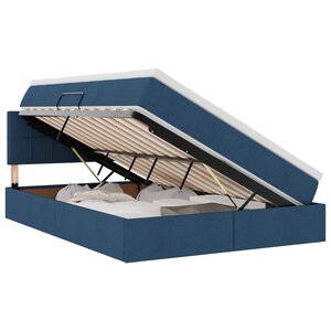 vidaXL Lit de rangement LED avec matelas Bleu 140 x 200 cm Tissu