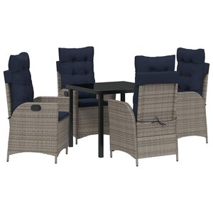 vidaXL Ensemble de salle à manger pour jardin 5 Pièces Gris et Noir Rotin