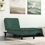 vidaXL Chaise longue vert foncé velours