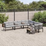 vidaXL Salon de jardin avec coussins 6 Pièces noir acier enduit de poudre