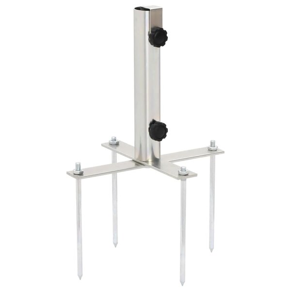 vidaXL Base de parasol avec piquets de sol Ø32-38 mm argenté acier