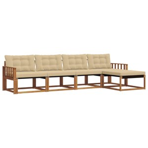vidaXL Ensemble de canapés d'extérieur 5 pc Naturel et Beige