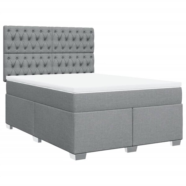vidaXL Sommier à lattes de lit avec matelas Gris clair 140x200cm Tissu