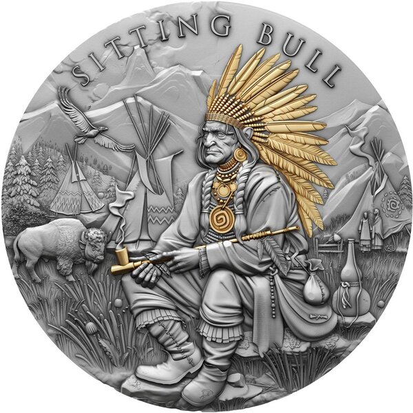 Pièce de monnaie en Argent 5 Dollars g 62.2 (2 oz) Millésime 2025 Legendary Warriors SITTING BULL